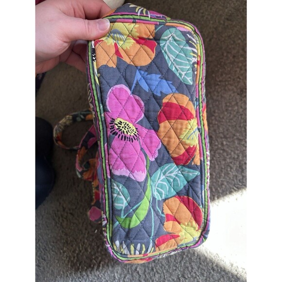 Vera Bradley Large Bag Jazzy Blooms Gray Pink Purse Shoulder Tote Floral Clean - Picture 5 of 7